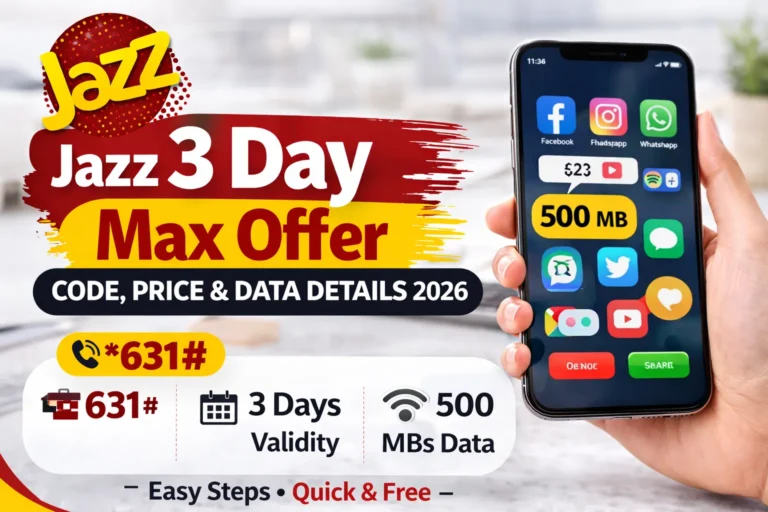 Jazz 3 Day Max Offer Code, Price, Data, Validity & Subscription Guide