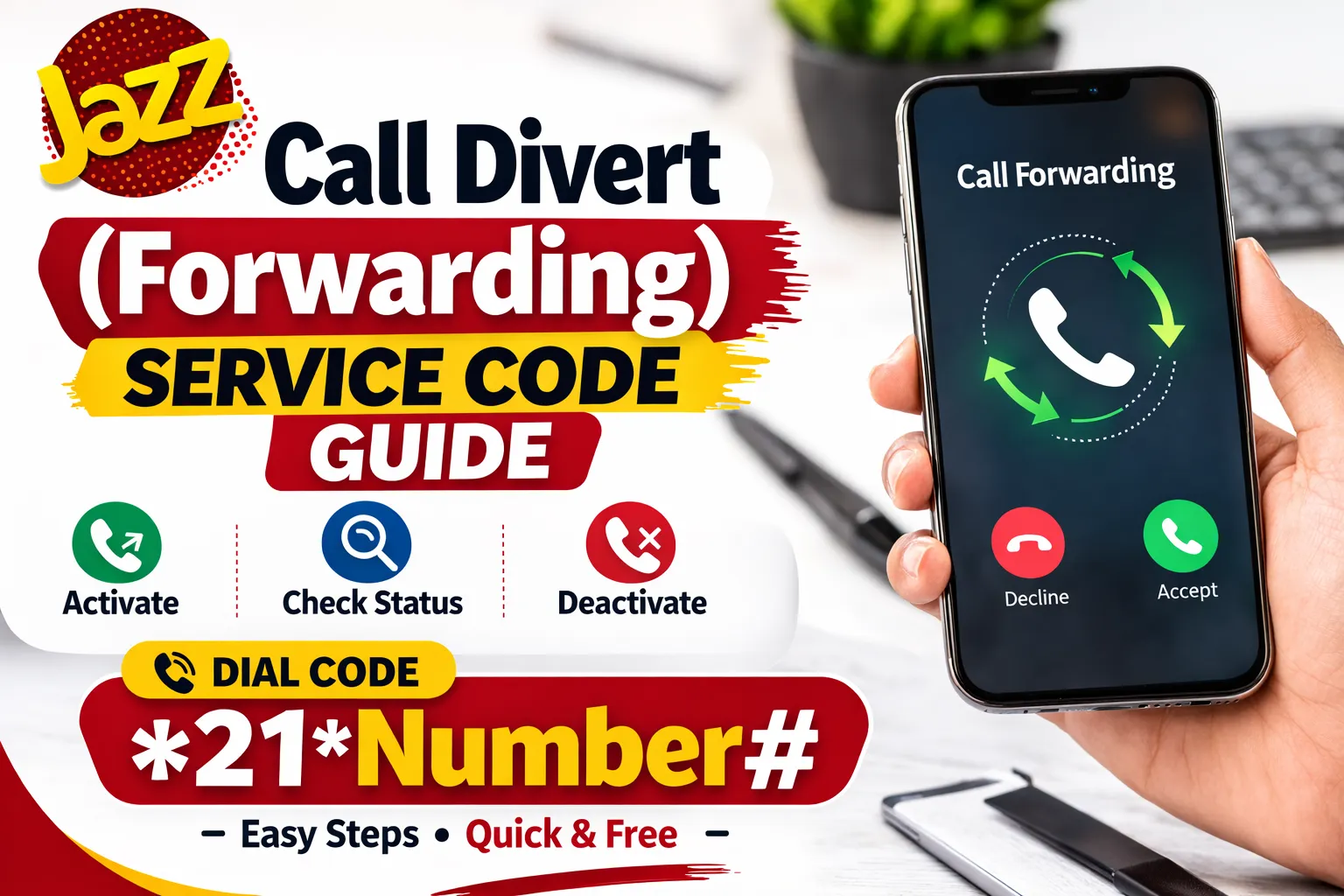 Jazz Call Divert Forwarding Service Code